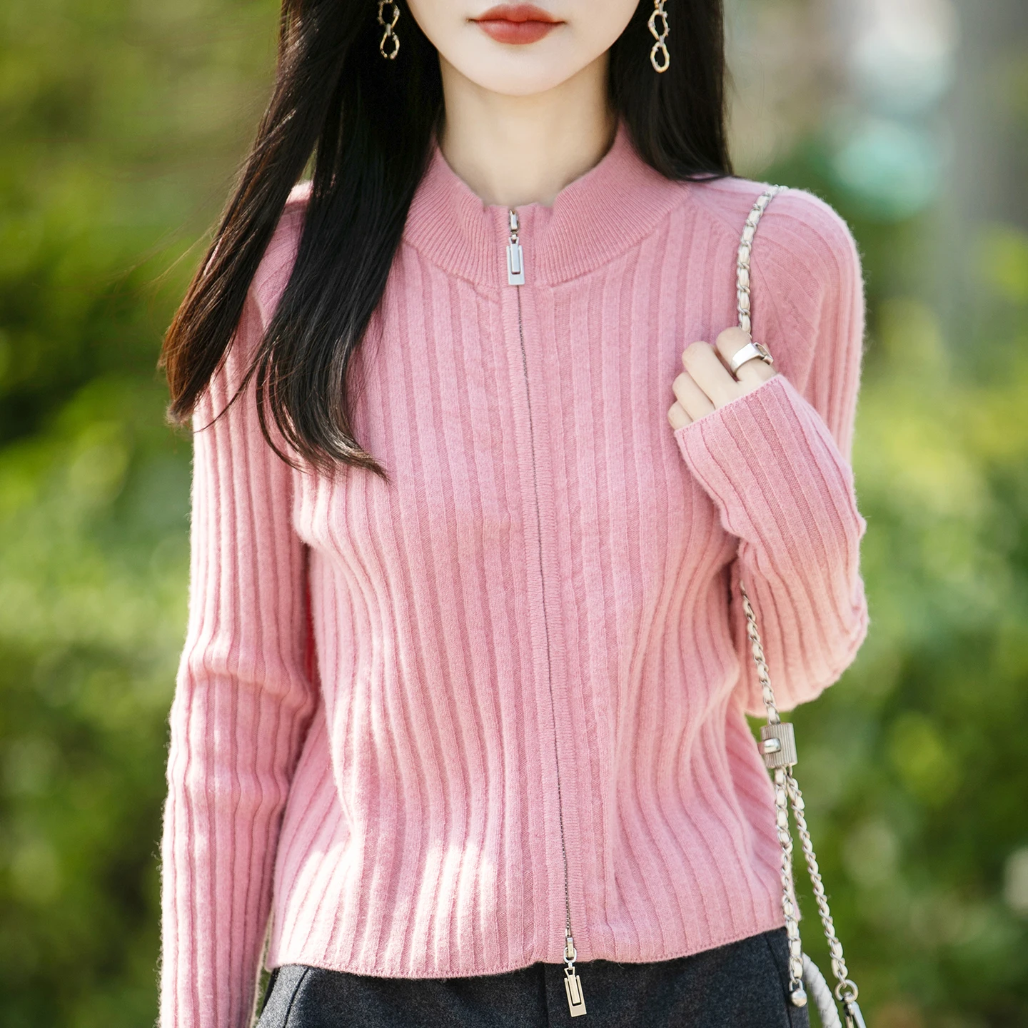 

Fashion short 100 pure wool knitted new cardigan women's O-neck sweater autumn and winter 8-color full sleeved jacket women's