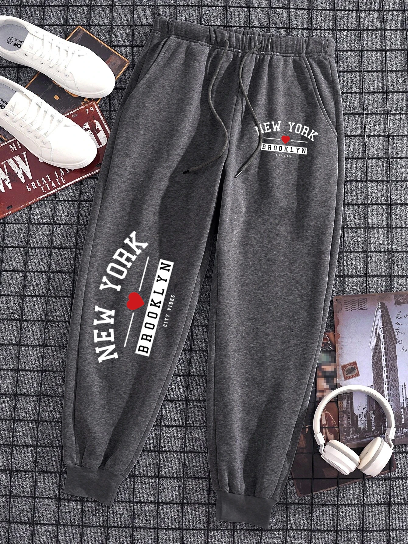 New York Brooklyn Prints Men Women Joggers Loose Sports Running Sweatpant Fitting Outdoor Jogger Warm Casual Tracksuit Couple