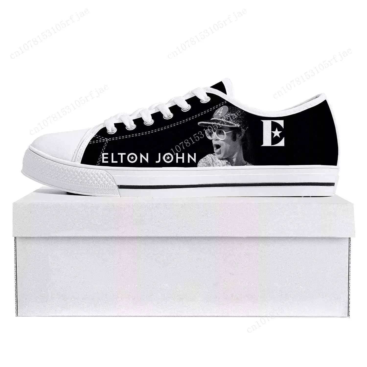Elton John Rock Singer Low Top High Quality Sneakers Mens Womens Teenager Canvas Sneaker Blue Casual Couple Shoes Custom Shoe