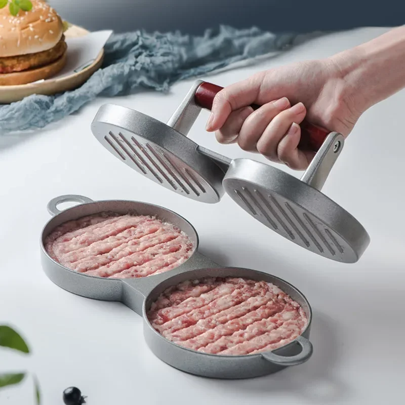 

1 set of aluminum alloy burger machine round non-stick cook cook patty burger meat beef barbecue burger press patty machine mold