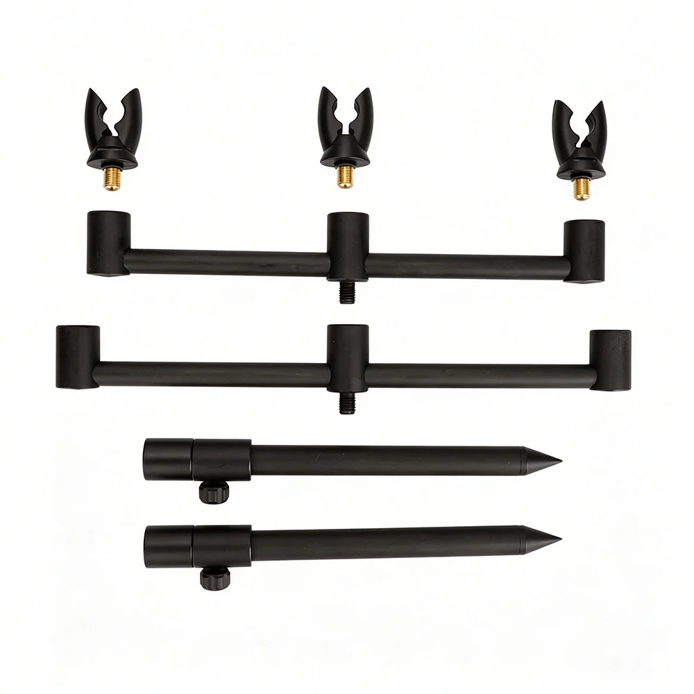 Hirisi KT1601 Aluminium Carp Rod Pod Complete Set With Bank Sticks Buzz Bar 3Pcs Rod Rest Heads Portable Storage Tackle Bag