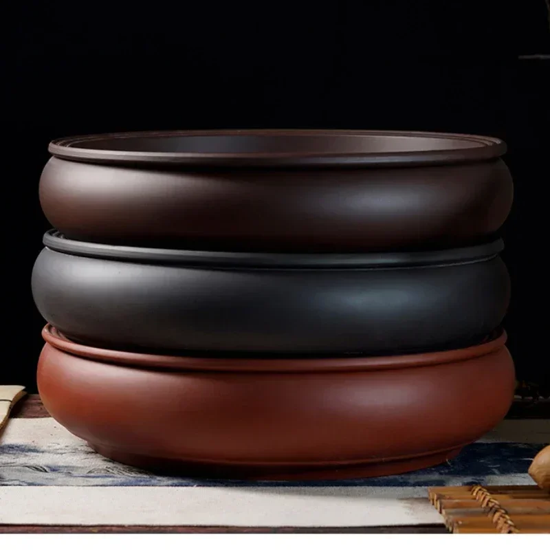 Large Circular Tray Ceramic Tea Set Kung Fu Tea Ceremony Accessories Purple Sand Simple Household Tea Table New 2024
