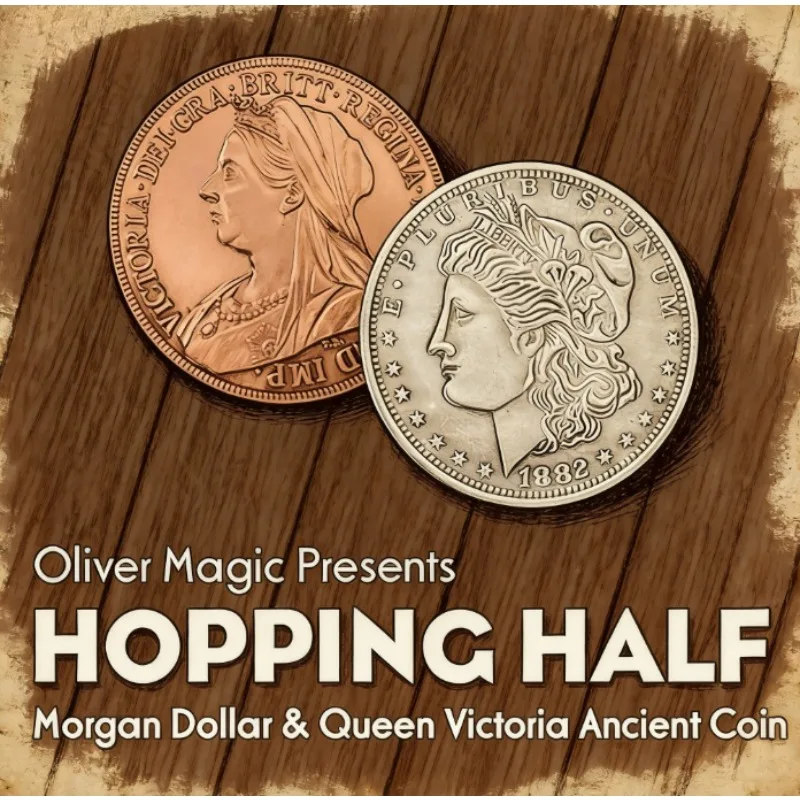 

Профессиональная выскакивающая полумонета, волшебный трюк, Морганский доллар и королева, монета Виктории, исчезающая, иллюзии крупным планом, магия, реквизит, веселье