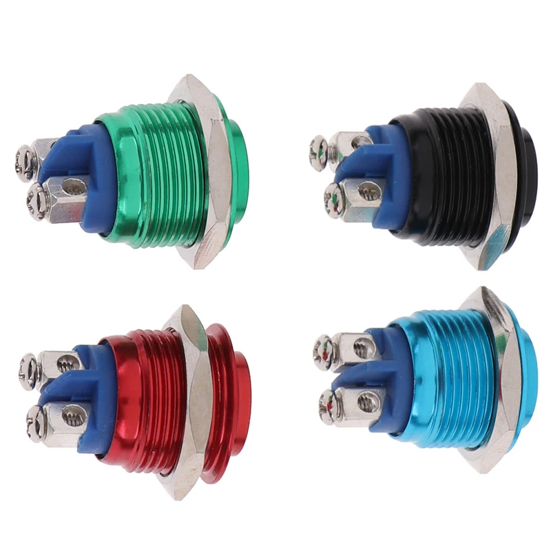 Round Shape 16mm IP67 Metal Push Button Switch Waterproof Self-reset Momentary Locking Latching NO High / Flat