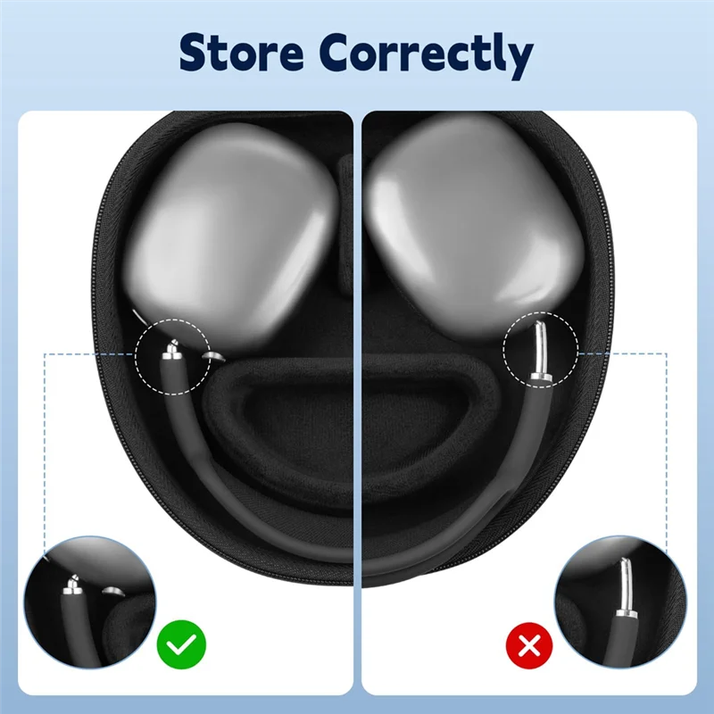 A25P Portable Travel Case For Max Hard Shell Carry Bag Supports Sleep Mode, Headphone Storage Organizer