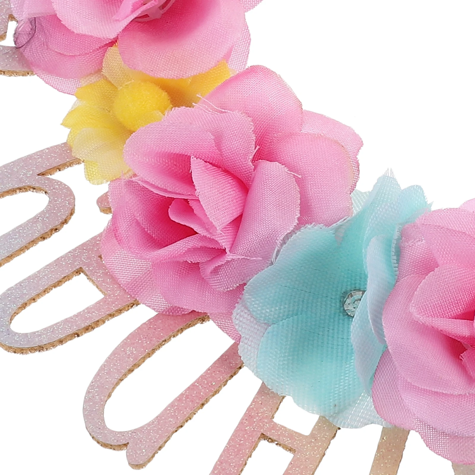 

Birthday Headband Women Girls Realistic Flower Letter Hair Accessories Party Teen Reusable Lightweight PU