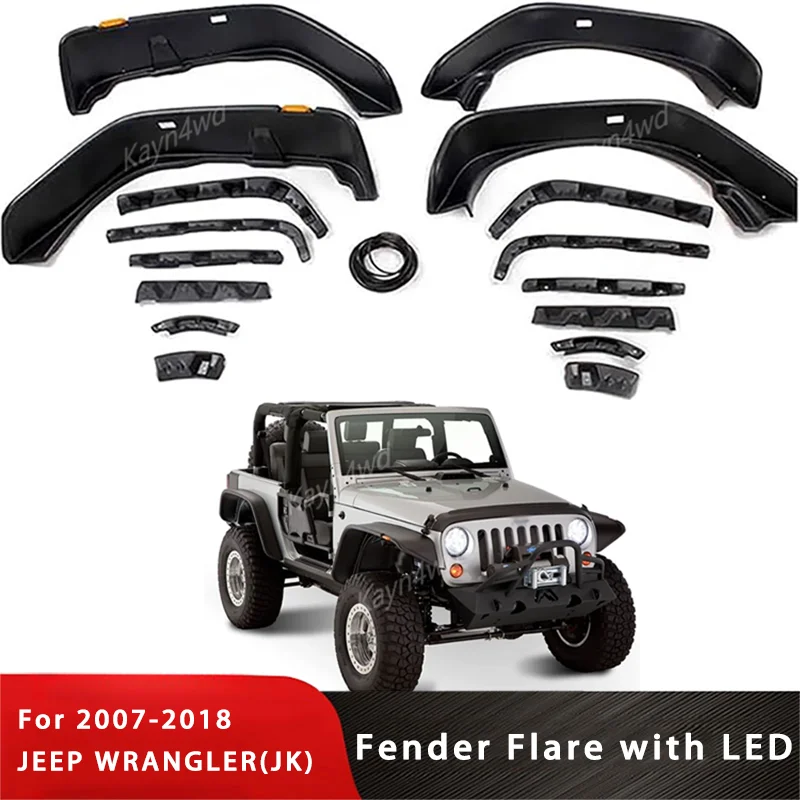 

Front Fender Flare Air Plane Style Mudguard with LED Light for Jeep Wrangler JK 2007-2017 off Road 4x4 Exterior Accessories