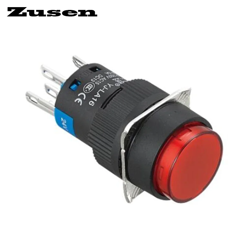 

Zusen 16mm 50PSC Lot Round Plastic Illuminated Push Button Switch (LA16-11DN/R/12V/Y)