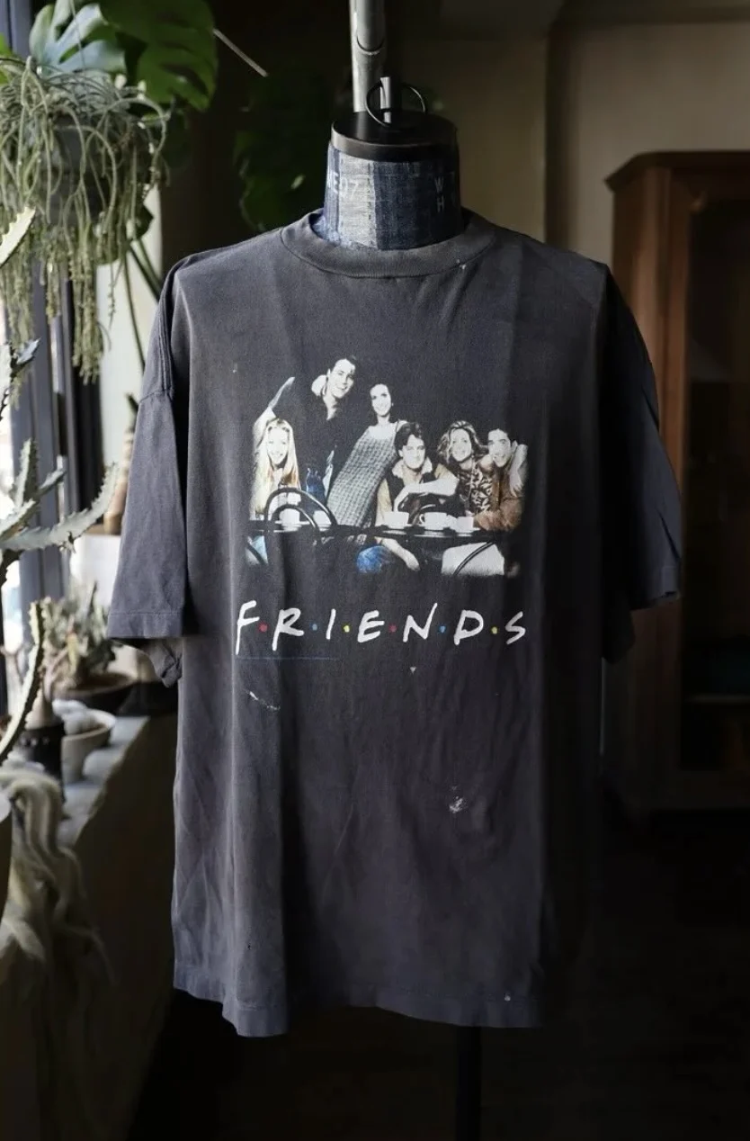 

Vintage Saint Summer Washed Cotton Film Characters Printed High Street Casual Loose Oversized Trendy Sports T-shirt For Men Tops