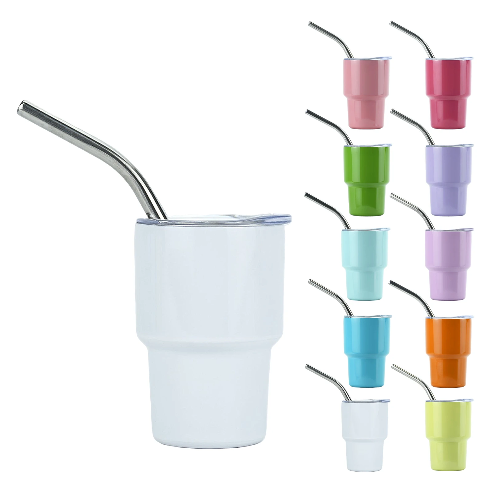 1pcs Watersy 2oz Mini Tumblers with Lid and Straw - Stainless Steel Shot Glasses, Water Cups, and Drinkware for Home, Bar