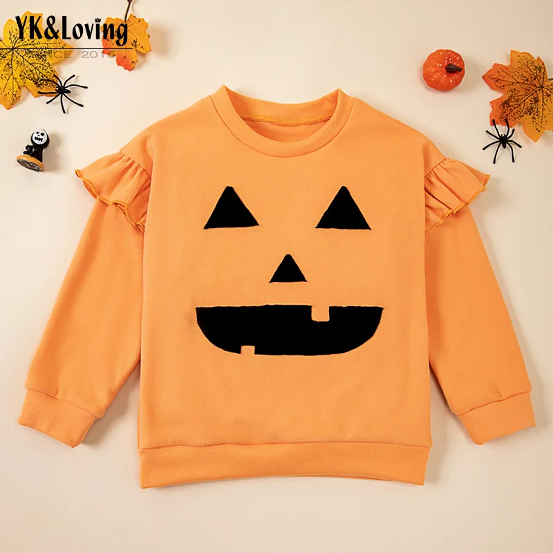 New Autumn and Winter Pumpkin Cartoon Fabric Stickers Long Sleeved Cute Hoodie Christmas and Halloween Cosplay Hoodie