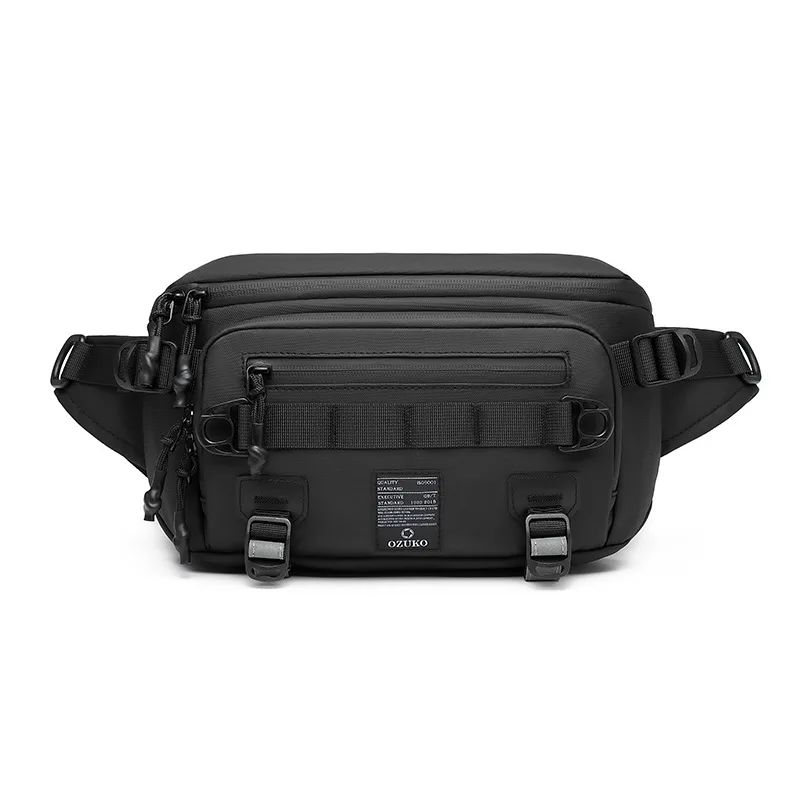 OZUKO Fashion Men Waist Bag Outdoor Sports Tactical Fanny Pack Multifunction Waterproof Male Chest Bag Mens Crossbody Bags