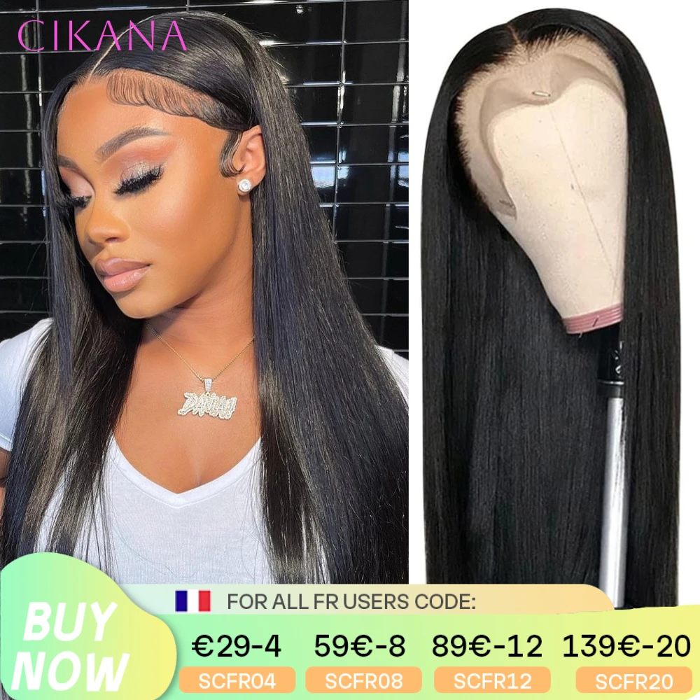 6x4 Bone Straight Lace Closure Wigs Human Hair 13x4 Brazilian Glueless 180 Density HD Transparent Lace Frontal Wig Pre Plucked