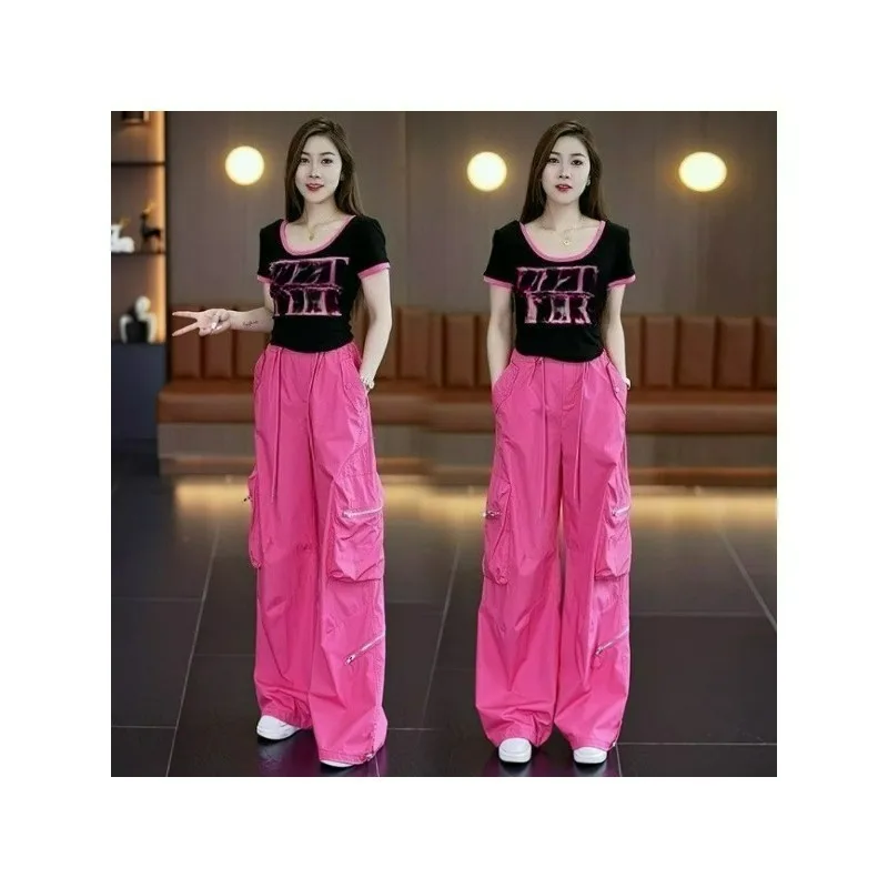 

Удобные комбинезоны, женские летние новые модные комбинезоны с высокой талией для спорта и отдыха, модный широкий брючный костюм с короткими рукавами