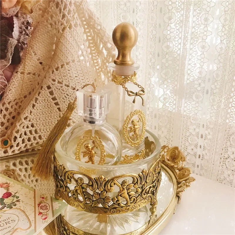 CL retro perfume bottle angel brass crystal glass bottle 25ML100ML sub-bottle light luxury ornament