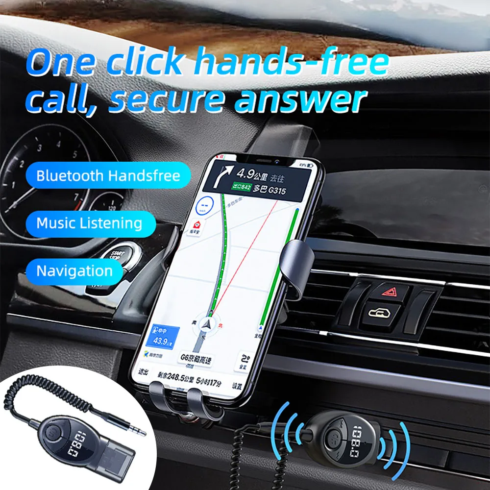 

USB Wireless Bluetooth 5.3 FM Transmitter Audio Transmitter Adapter AUX Receiver MP3 Player Car Kit Handsfree for Car Speaker