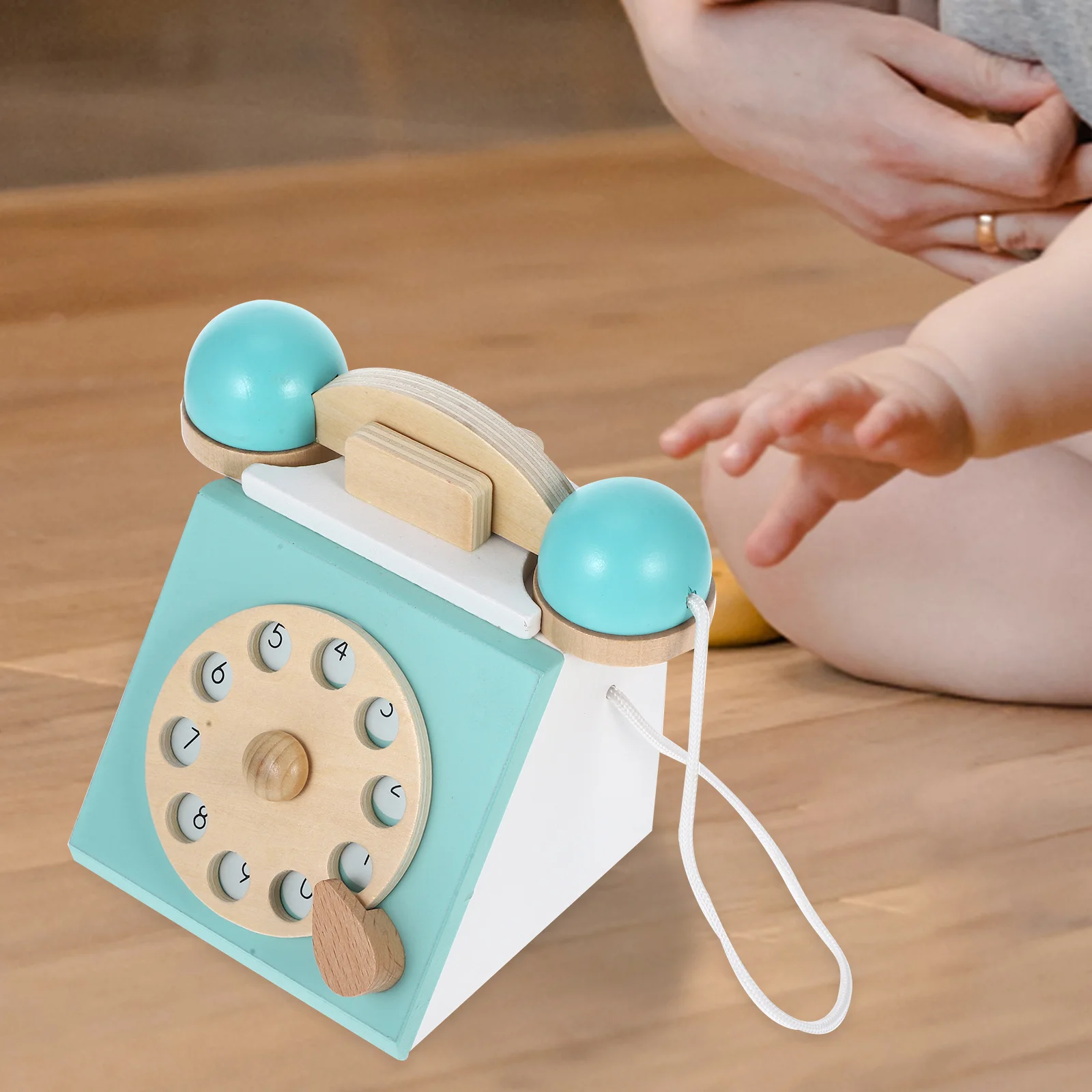 Telephone Small Wood Toy Simulated Vintage Wooden Plaything Kids Kid's Props Mushroom