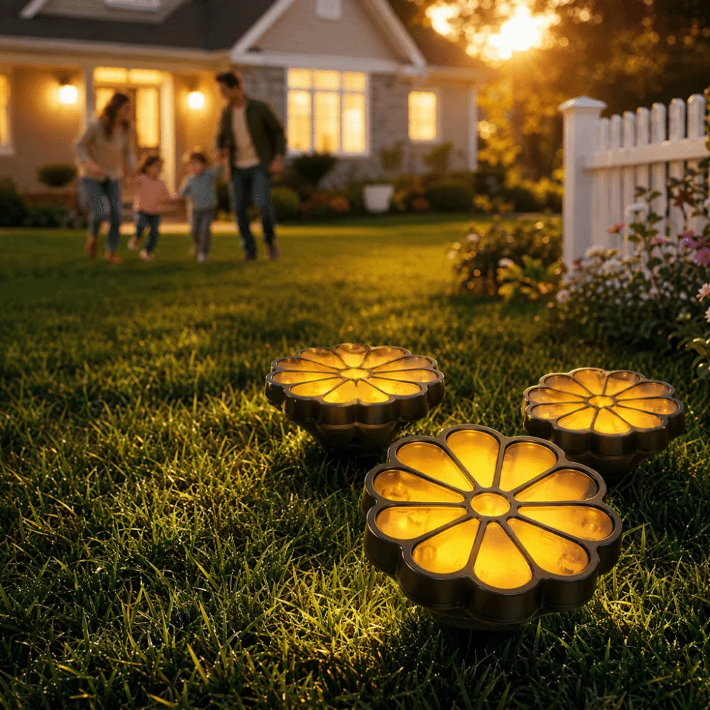 Waterproof Solar Daisy Flower Stake Lights Petal Shape Ground Insert Solar Lawn Lights LED Decorative Ambient