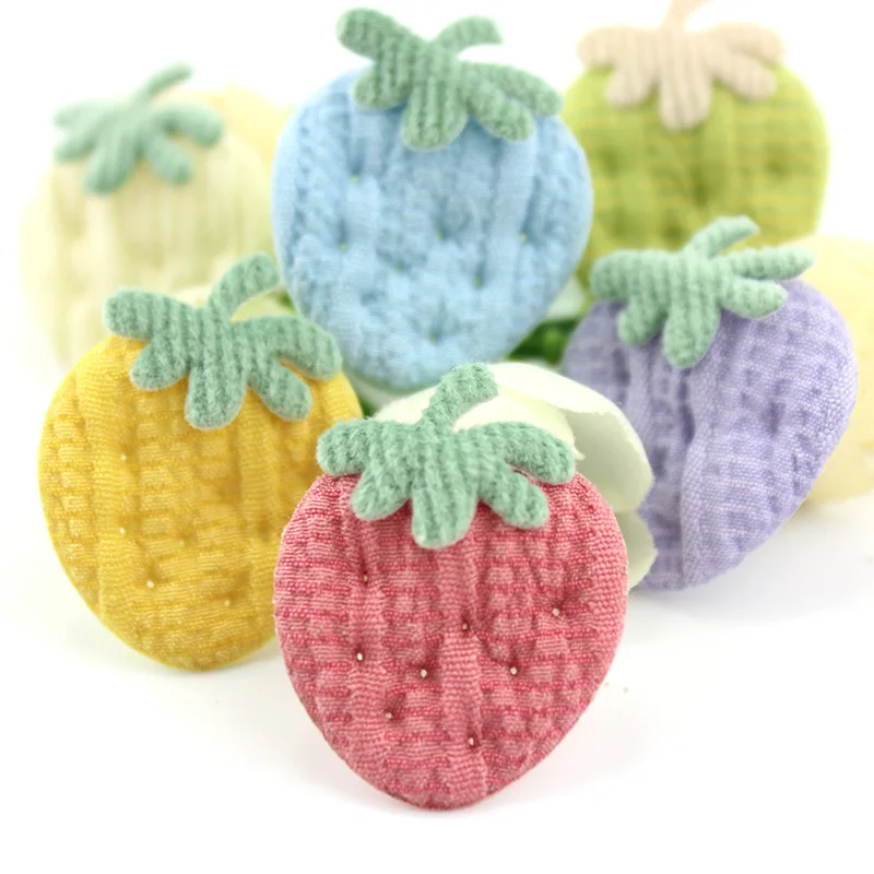 36Pcs 2.7*3cm Cute Handmade Strawberry Padded Appliques For DIY Headwear Hairpin Crafts Decoration Accessories