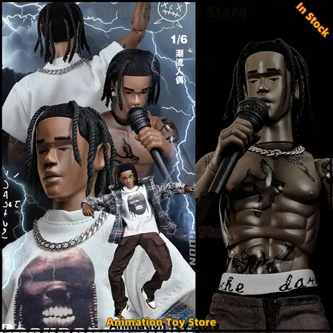 GOON 1/6 échelle mâle soldat célèbre Hip Hop rappeur chanteur musicien sale tresse Travis Scott ensemble complet 12in figurine corps poupée