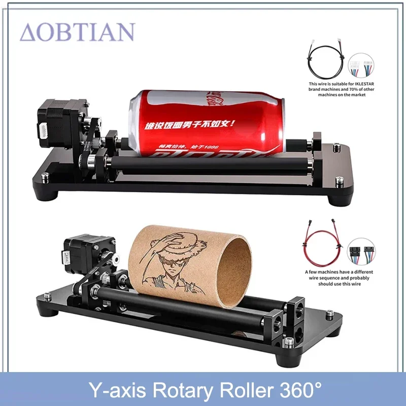 CNC Laser Engraver Y-axis Rotary Roller 360° Rotating 3-speed Adjustment Laser Rotary Module for Cylindrical Objects