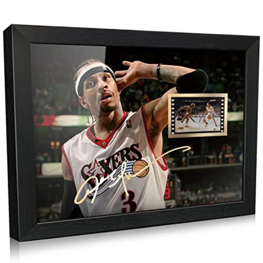 

Подарочный набор: Подписанная фотография баскетболиста Аллена Айзена Айверсона в рамке, 8x6 дюймов, с мини-дисплеем 1x35 мм, подарки для Алла