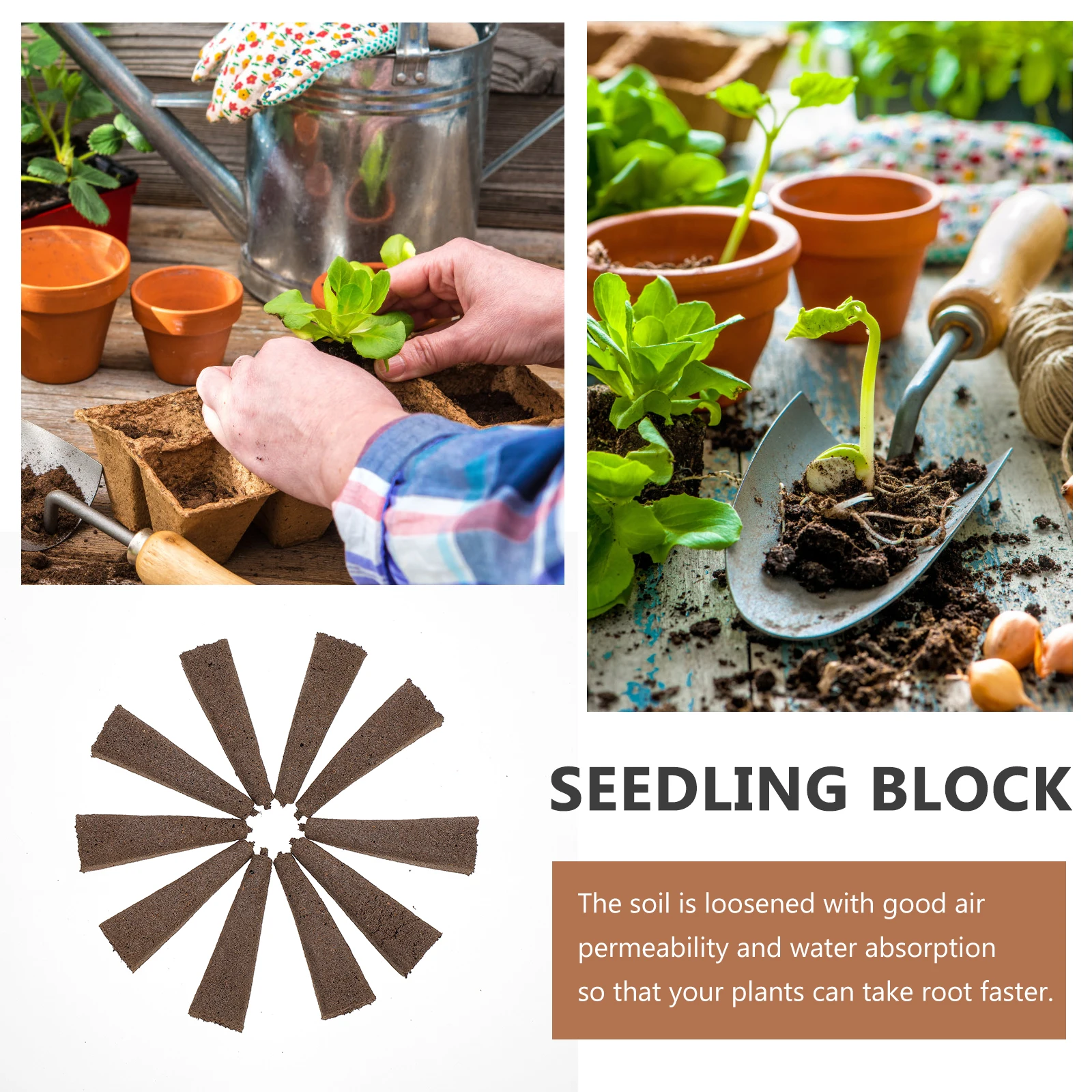 

50 Pcs Seedling Block Carbon Mud Soil Nursery Supplies Loose Air Permeable Water Absorption Plant Growing Vegetables Houseplants