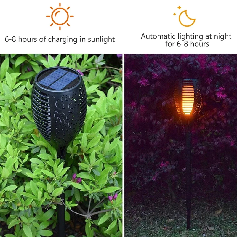LED Solar Flame Lamp Camping Outdoor Waterproof Landscape Lawn Lamp Dancing Flicker Lights For Garden Decor