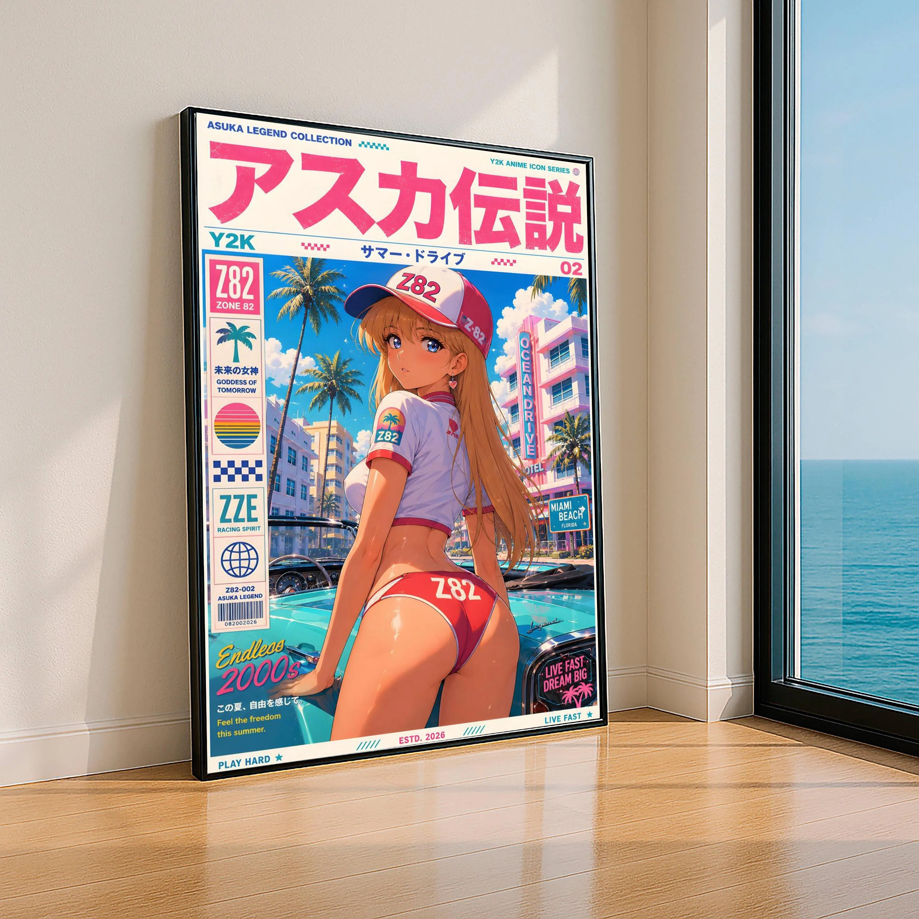Fashion Y2K Summer Magazine Cover Beach Drive Posters Anime Tropical Ocean Prints Canvas Painting Wall Pictures Home Room Decor
