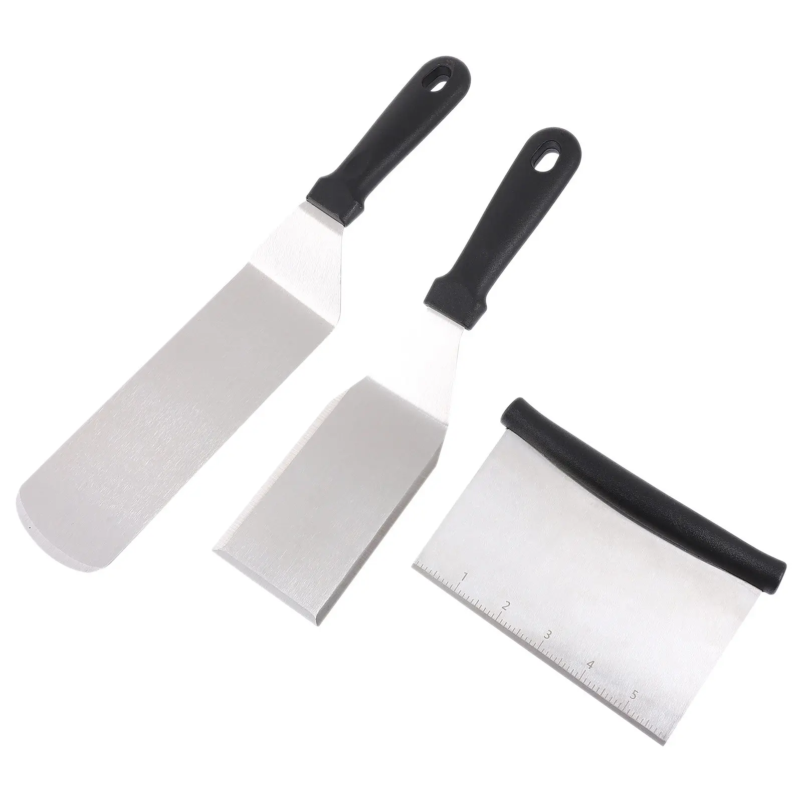 1Set Multi-Functional Stainless Steel Spatulas for Steak Pizza Pancake Cooking Ergonomic Handle Hanging Hole Kitchen Utensils