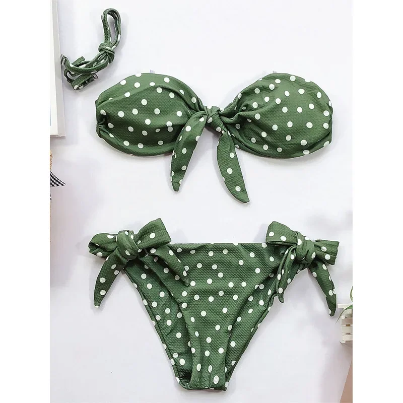 Sexy Micro Bikini 2025 Woman Swimsuit Dot Print Swimwear Women Thong Bikinis Set Female Bathing Suit Beach Wear Bandeau Biquini