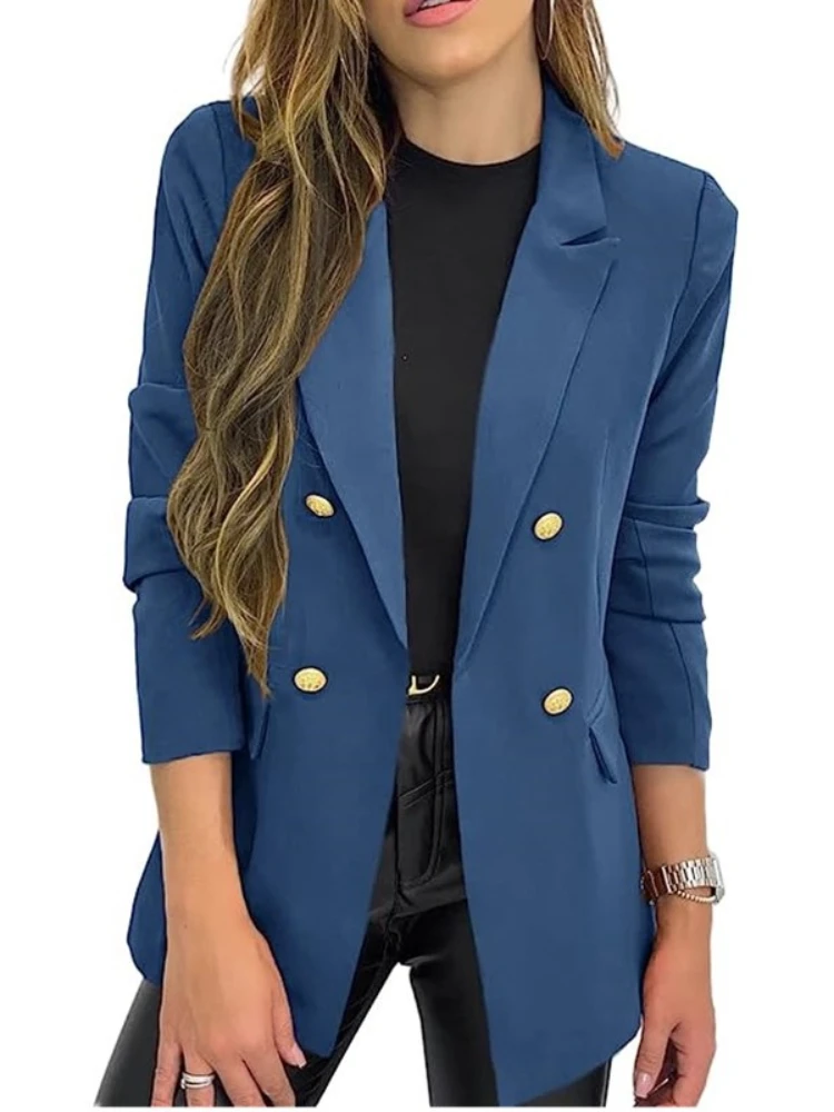 Women\'s Blazers New in Outerwears Solid Color Casual Long Sleeved Lapel Button Small Suit Jacket Slim Elegant Fashion Suit Top