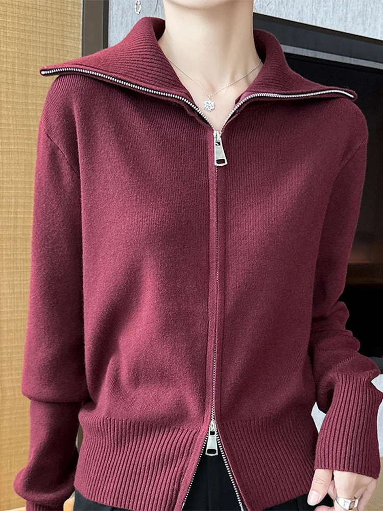 Jaet tricoté en Patchwork pour femmes, coupe ample, tissu doux, Long, fermeture à glissière, Cardigan ouvert, Faion, automne 2025