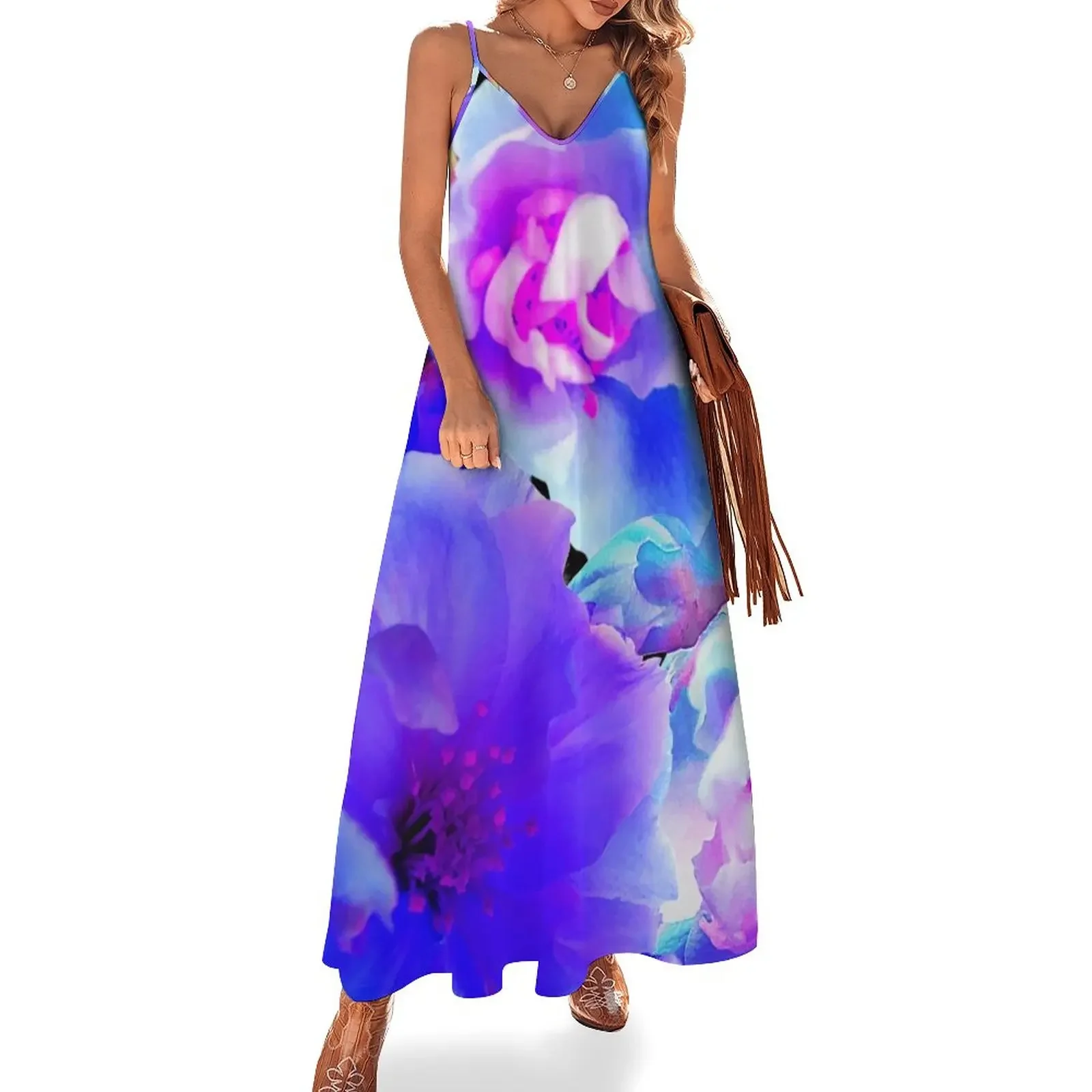 

Bluetiful Blossom Blooms - Behind Black Sleeveless Dress luxury woman evening dress sexy dress for women