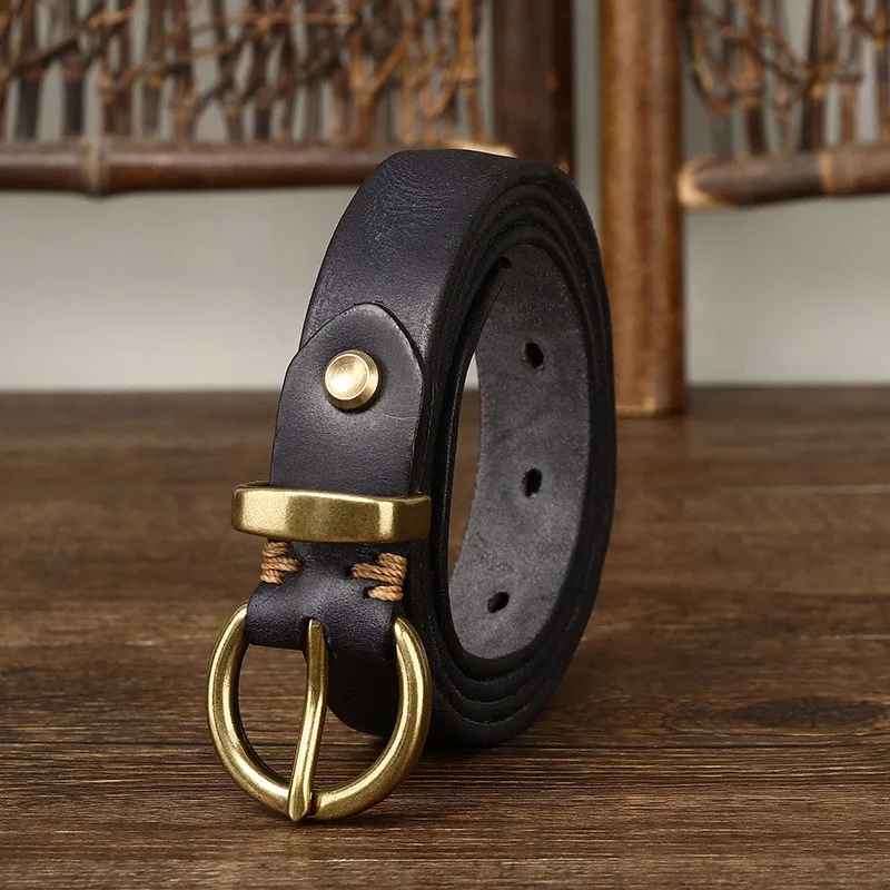 New pleated fashionable and versatile belt for women needle-buckle leather pure casual