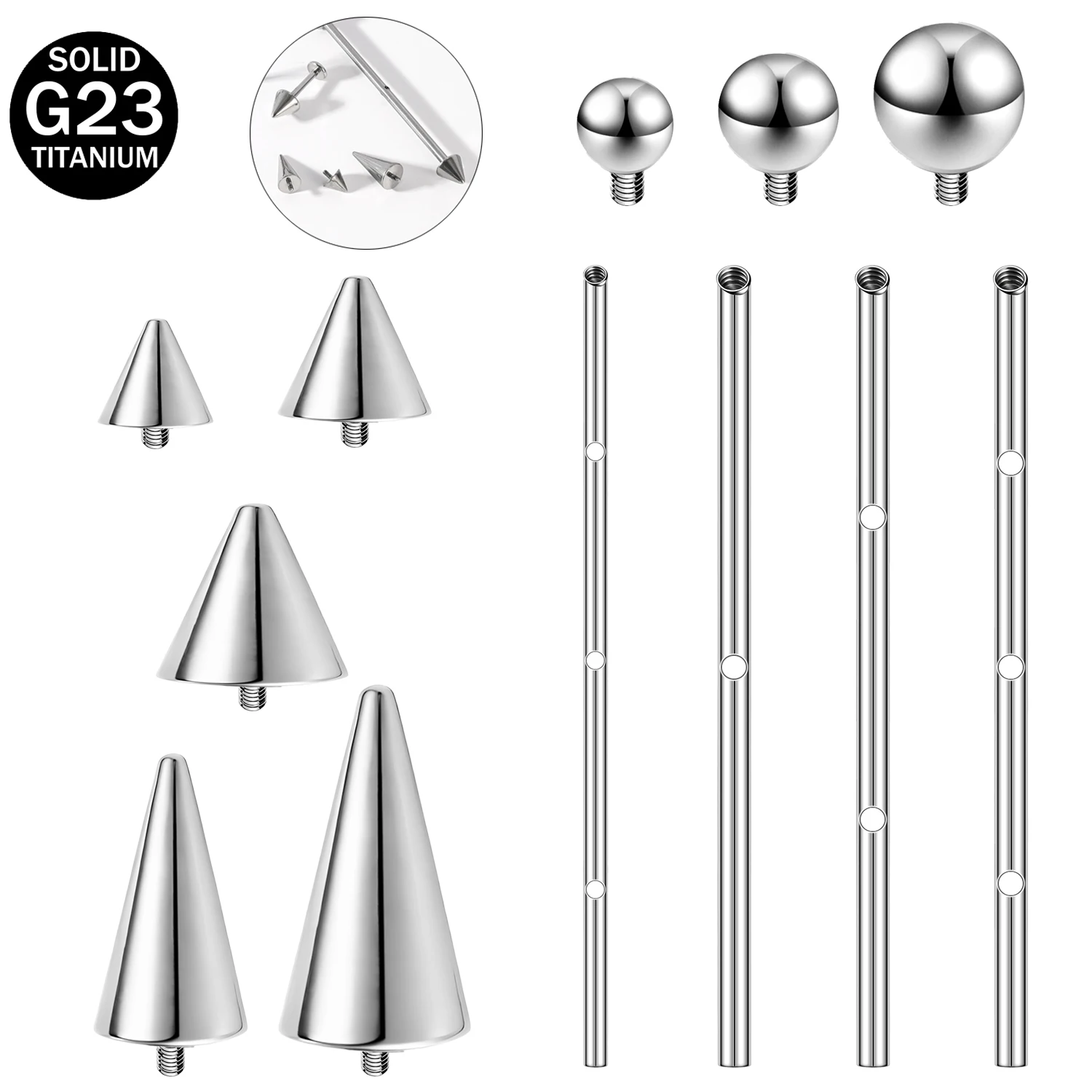 ZS 1PC G23 Titanium Industrial Piercings Silver Color Barbell Earring Long Bridge Earring Transversal Piercing Accessory Jewelry