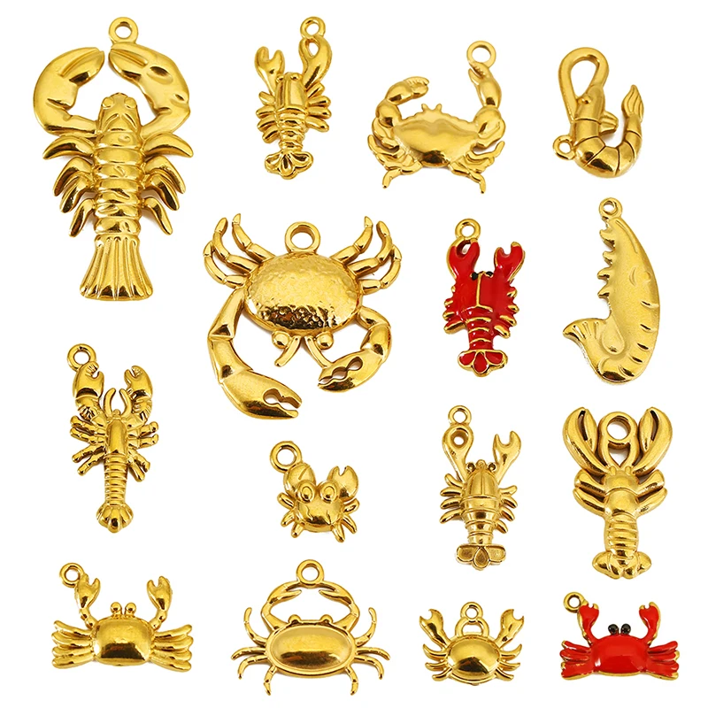 

3pcs Stainless Steel Gold Plated Fashion Crab/lobster Charms Pendant for DIY Earring Necklace Jewelry Making Accessories Finding