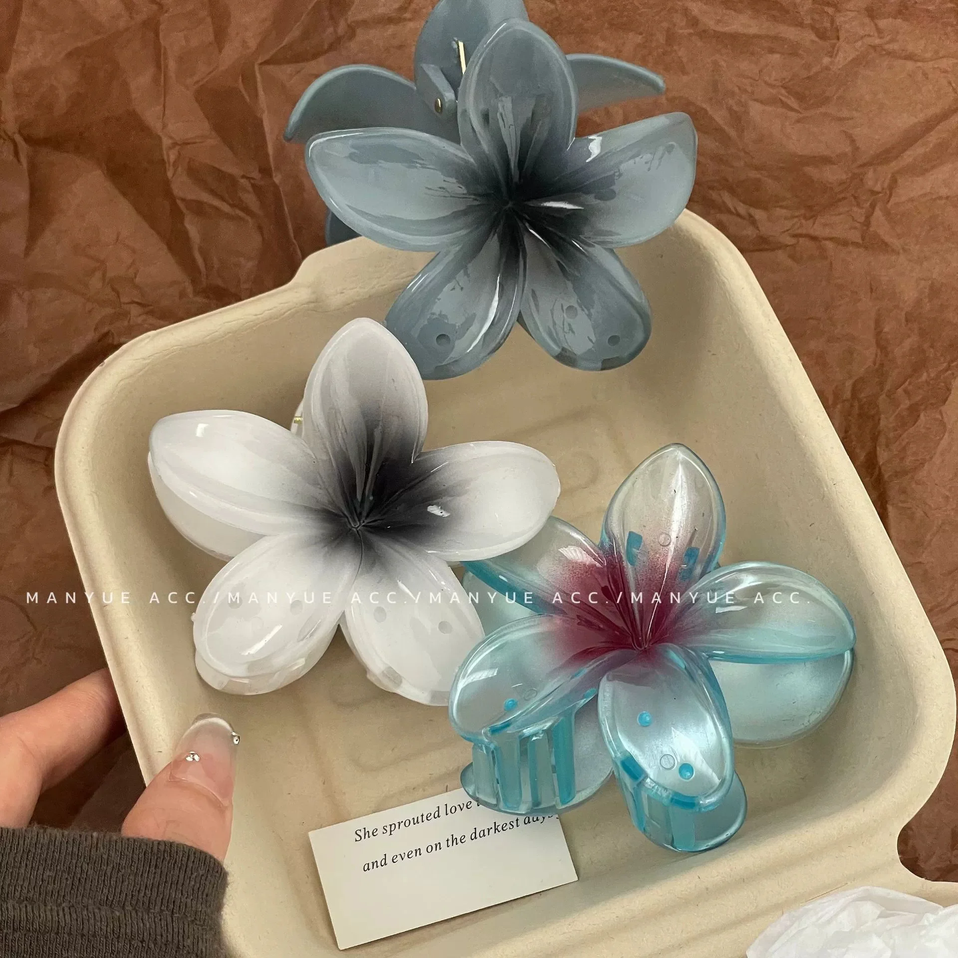 

Элегантные заколки для волос с градиентом, цветочные когти для волос, большой размер, модная заколка для головы для женщин и девочек, заколка в виде краба, аксессуары для волос