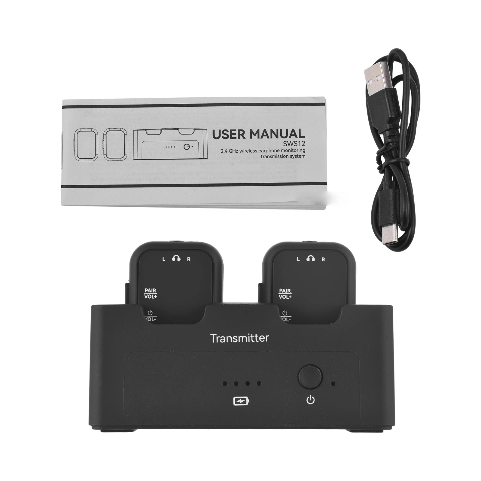 

M-VAVE 2.4GHz Wireless Earphone Monitor System Rechargeable Transmitter Receiver 4 Modes Lossless