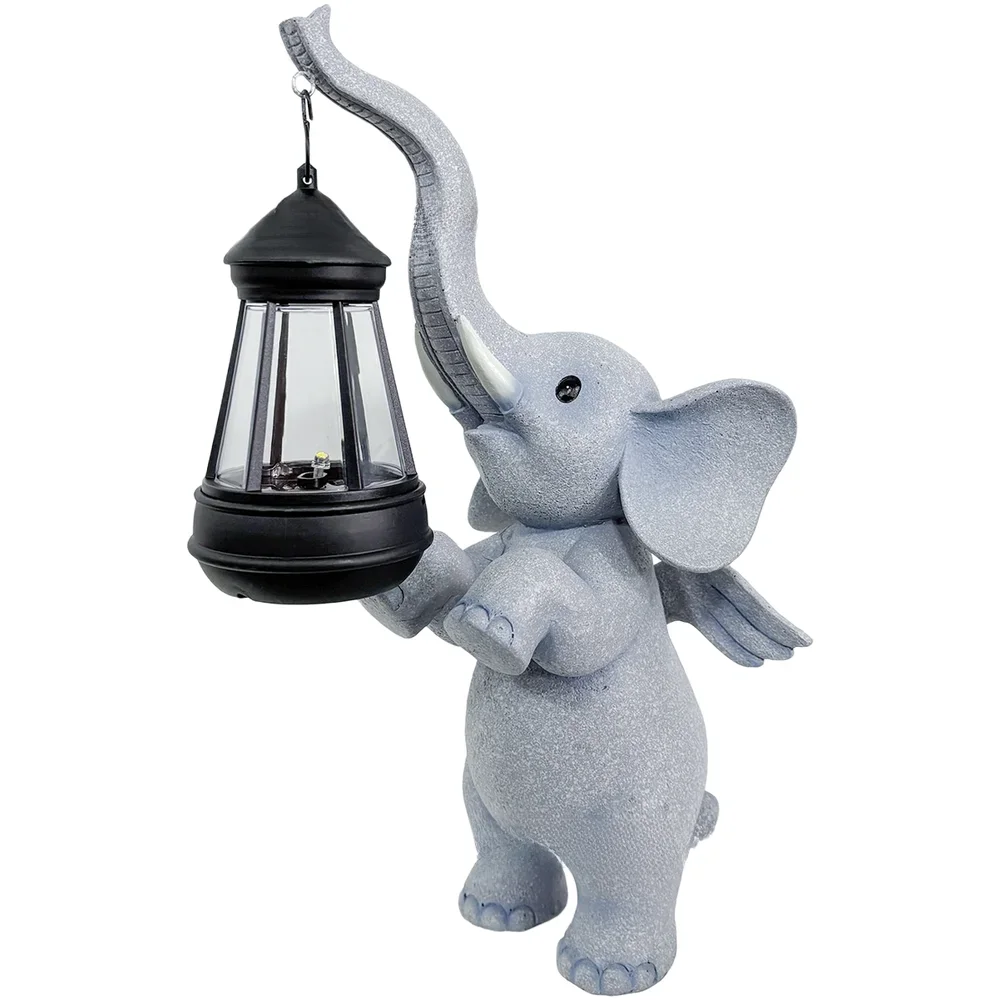 

Garden Lantern Statue Solar Elephant Lamp Garden Decor Glowing Lantern Feature Resin Outdoor Statue Solar Charging Panel