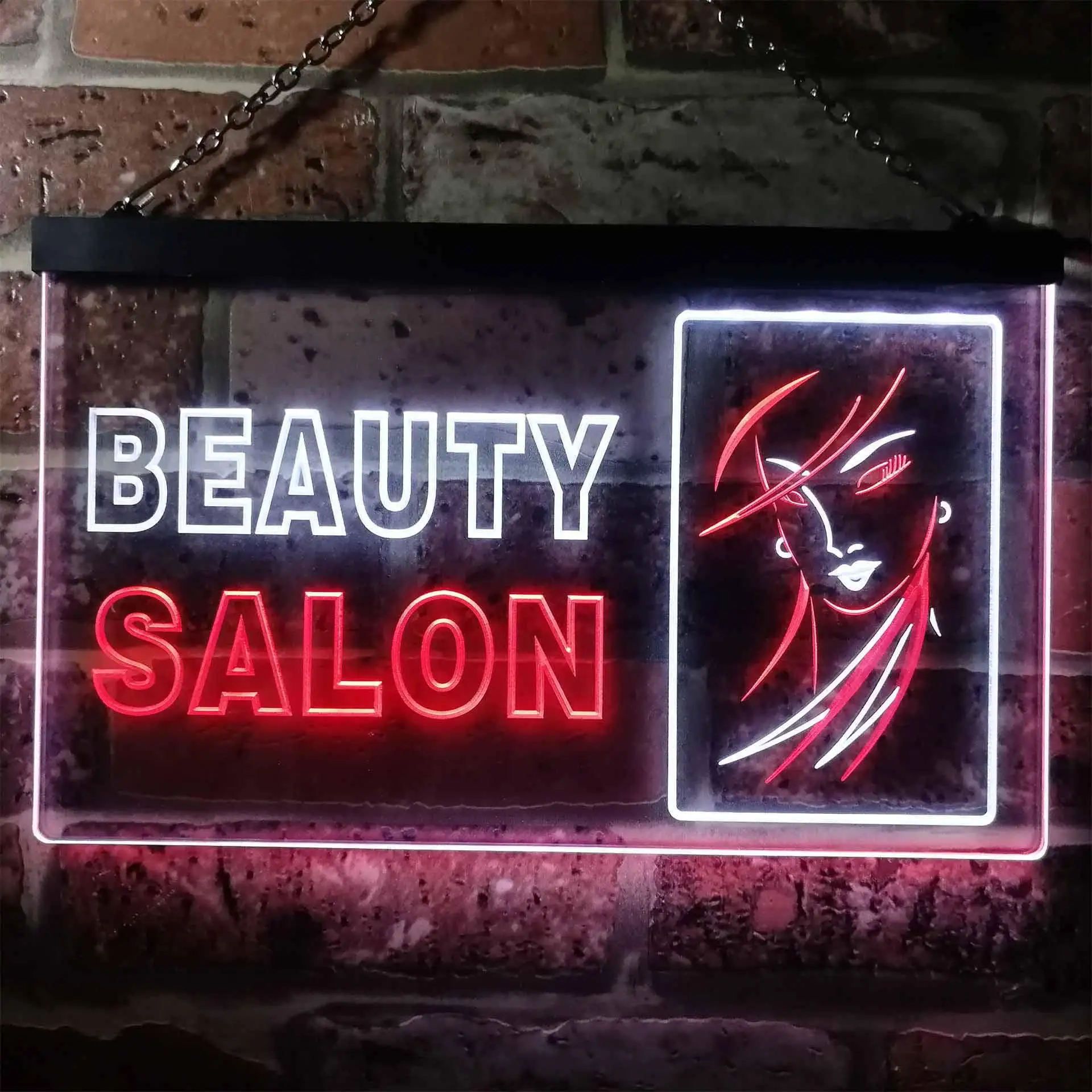 BEAUTY SALONG. with Lady Pretty Hairs Dual Color Led Neon Sign st6-i0965