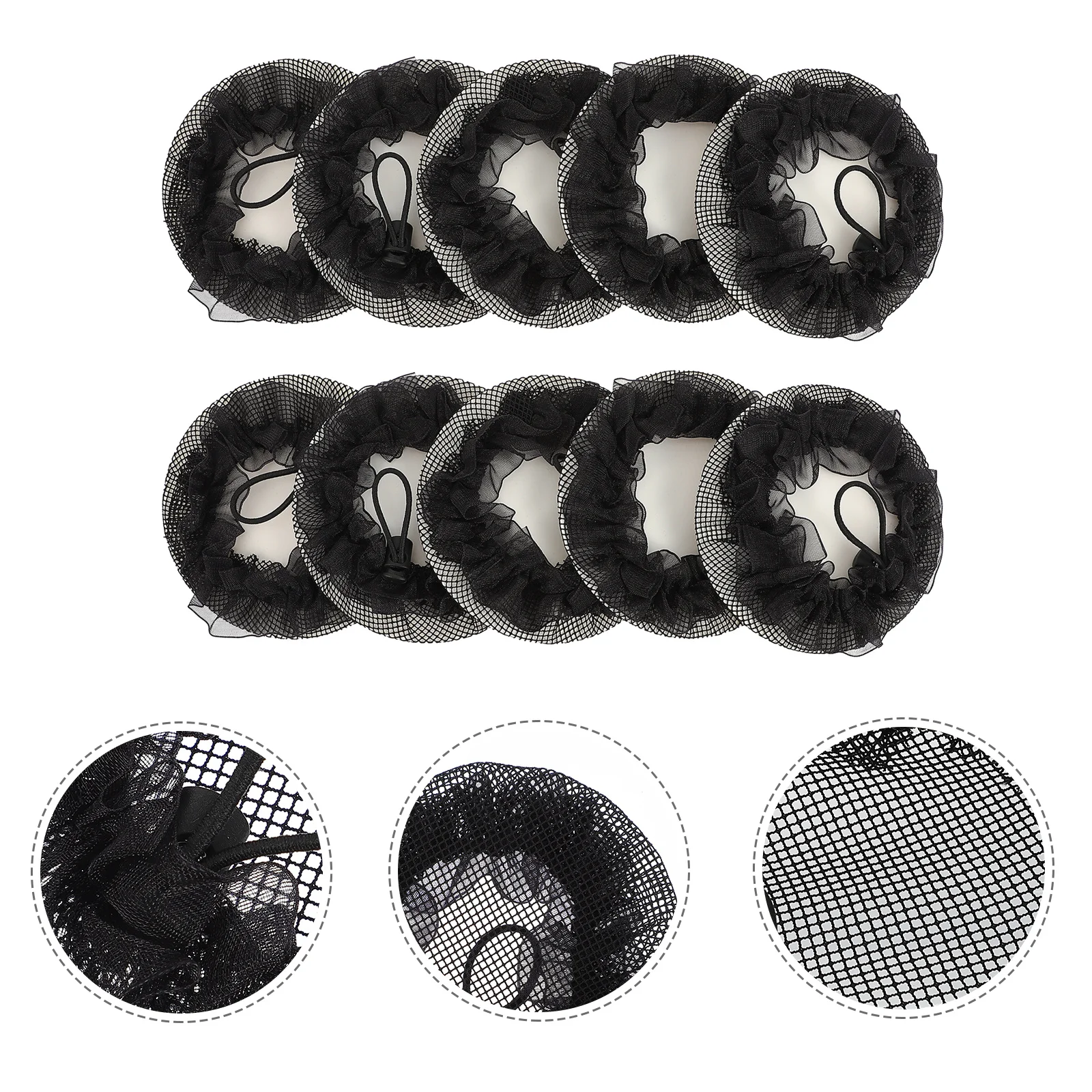 

10Pcs Elastic Mesh Hair Nets Strong Elastic Bun Cover for Ballet Dance Performance Women Hair Accessories Bun Cover