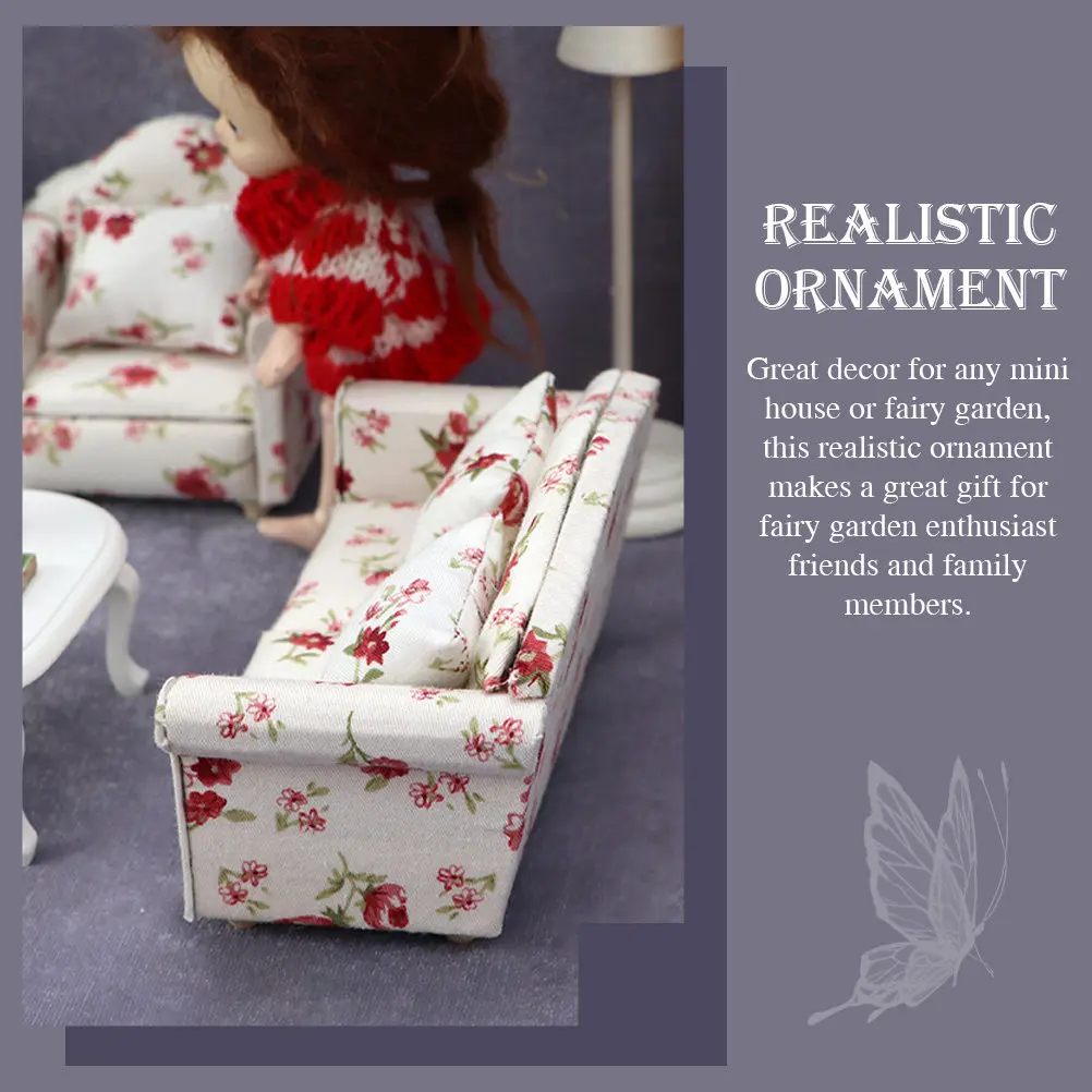 

1Set Mini Sofa Decorative Micro Landscape Furniture Adornment for Mini House DIY Kids Arrangement Lifelike Small Sofa Ornament