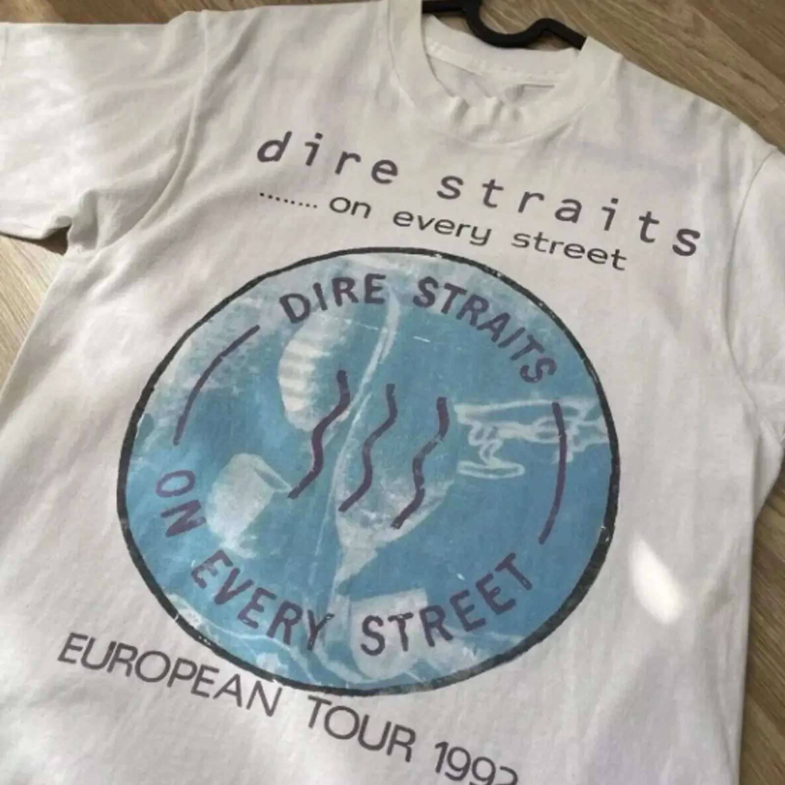 Dire Straits On Every Street Tour unisex white t shirt 100 cotton vintage Washed Comfortable homme Top For Everyday Wear