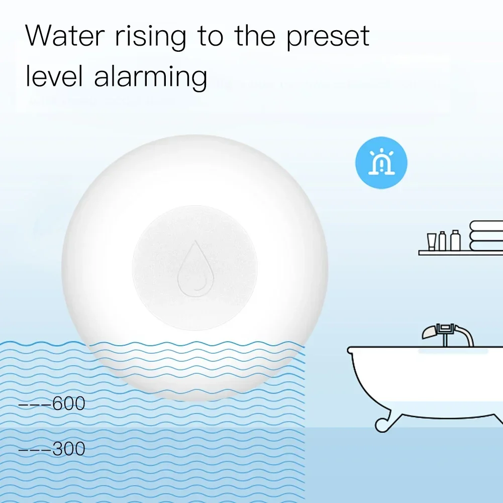 ZigBee-Sensor de inundación, Detector de fugas de agua, tanque de agua, alerta completa, sistema de alarma de seguridad de desbordamiento, Control