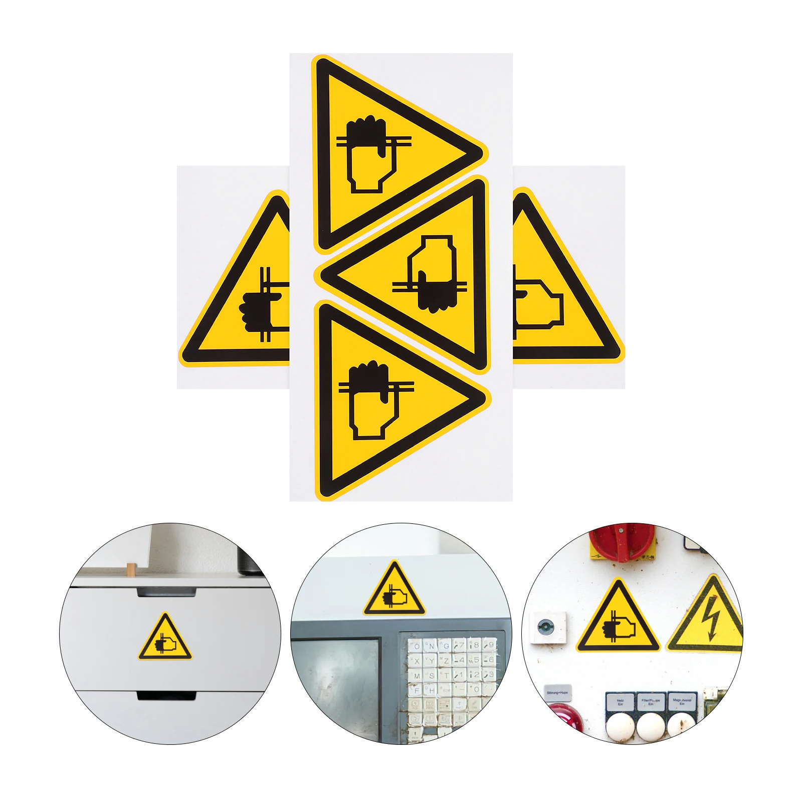 

6pcs Crushing Sign Safety Decal Caution Label For Equipment Factory Use Adhesive Hand Safety Labels Device Warning Stickers Self