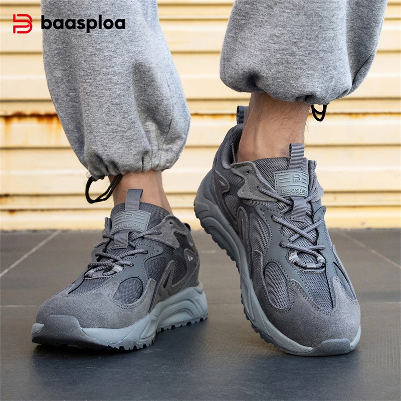 

Baasploa Casual Walking Shoes Men Fashion Mesh Breathable Lace-up Sneakers Male Outdoor Non-Slip Wear-Resistant Sports Shoes ﻿