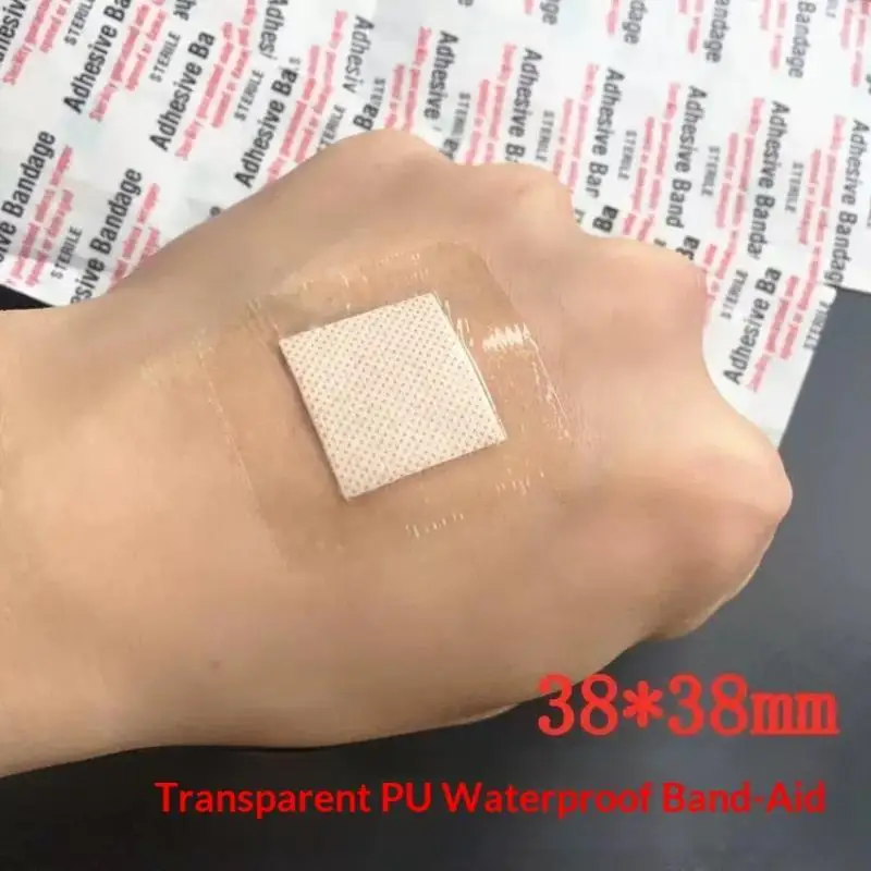 100PCS 38*38mm Transparent PU Waterproof Wound Plaster Band Aid Adhesive Bandage Protective Sticker For Outdoor Home First Aid