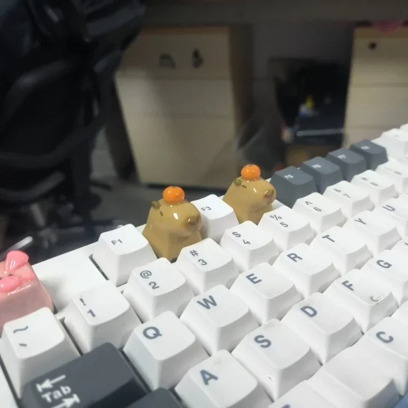 ECHOME Cute Capybara Keycap Anime Key Cap 3D Resin Keyboard Cap Custom Kawaii Key Cap for Mechanical Keyboard Accessories Gift