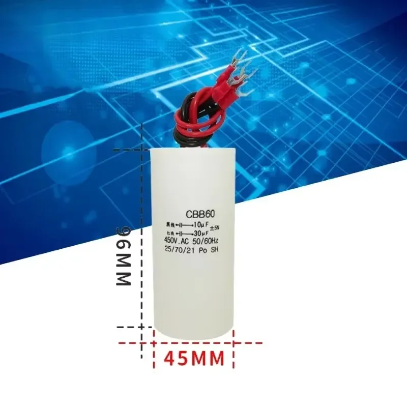 CBB60 450V 10UF+30UF 450VAC Four Wire Dual Capacitor Electric Hoist Lifting Pole Motor Crane Starting Capacitor